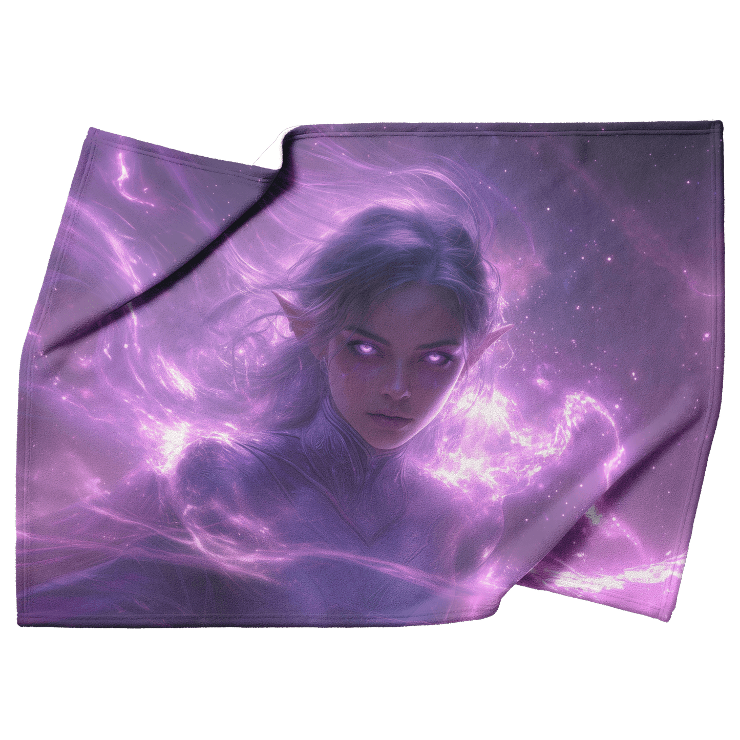 Blood Elf Priest Fleece Sherpa Blanket Silver Lavender Robes Cosmic Mist Radiant Accents Bold Serene WoW Design - Awakening Righteousness