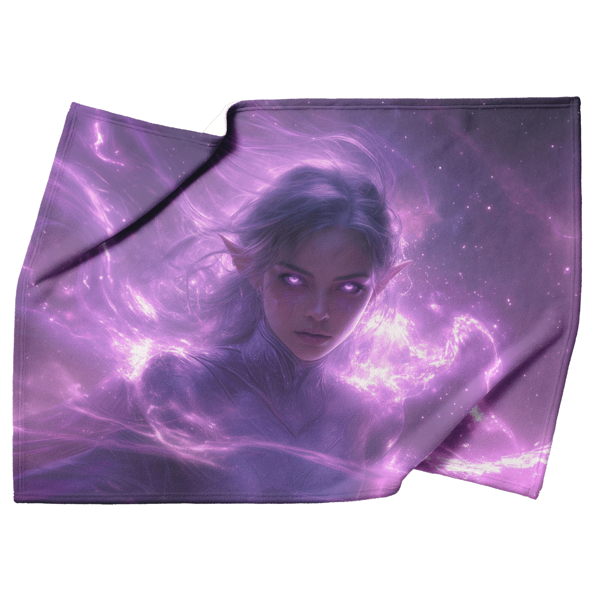 Blood Elf Priest Fleece Sherpa Blanket Silver Lavender Robes Cosmic Mist Radiant Accents Bold Serene WoW Design - Awakening Righteousness
