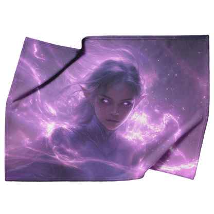Blood Elf Priest Fleece Sherpa Blanket Silver Lavender Robes Cosmic Mist Radiant Accents Bold Serene WoW Design - Awakening Righteousness