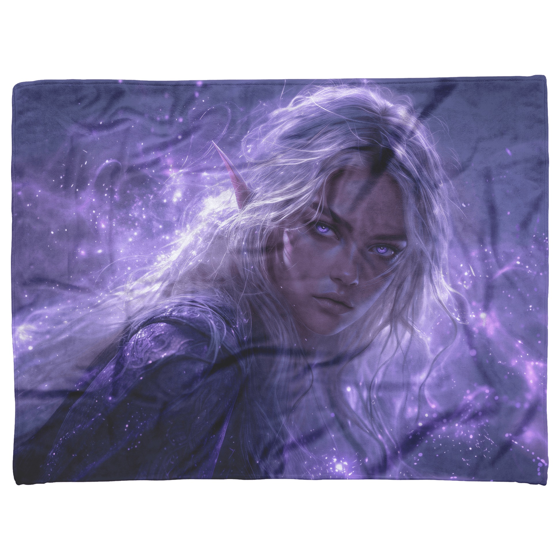 Blood Elf Priest Fleece Sherpa Blanket Silver Lavender Robes Cosmic Mist Radiant Accents Bold Serene WoW Design - Awakening Righteousness