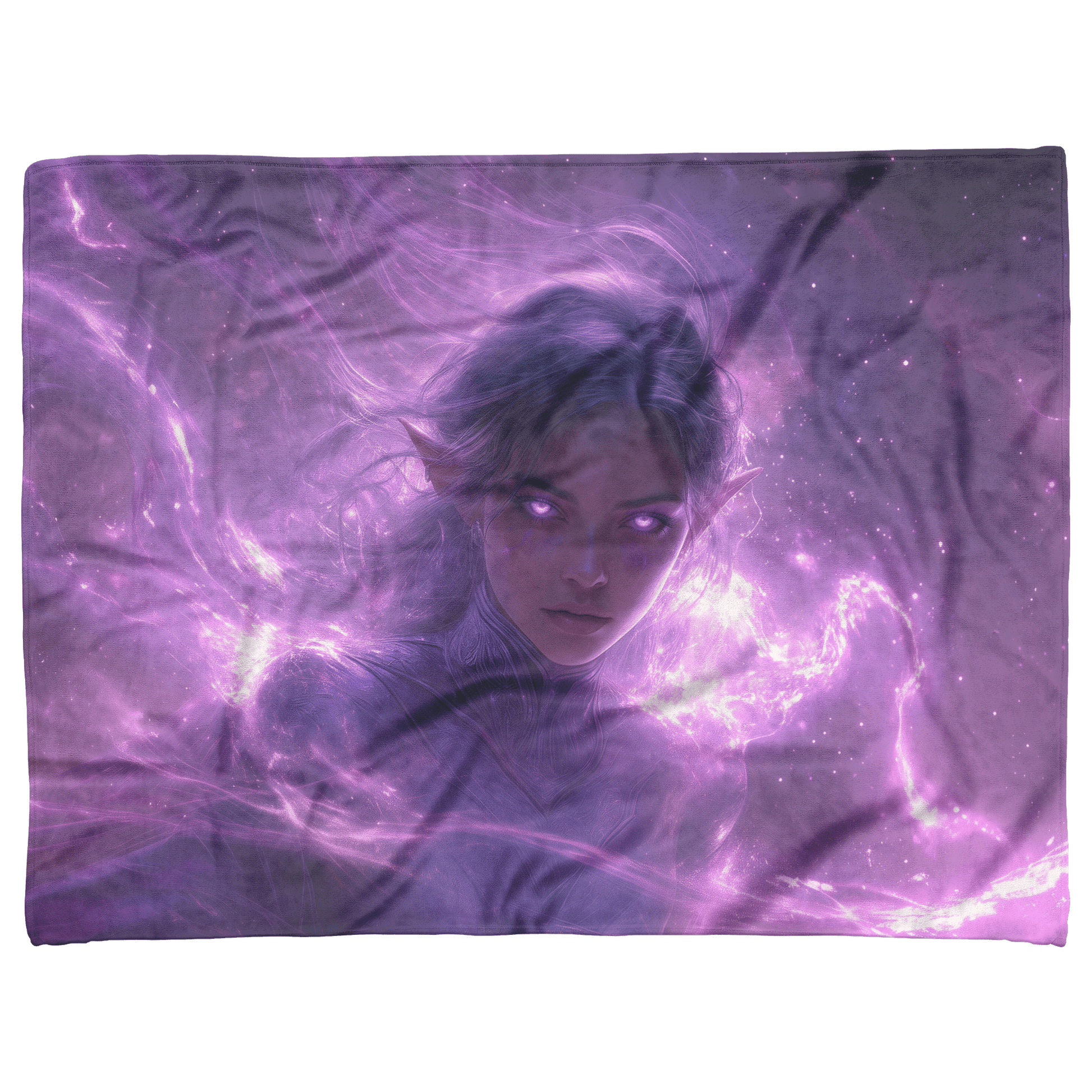 Blood Elf Priest Fleece Sherpa Blanket Silver Lavender Robes Cosmic Mist Radiant Accents Bold Serene WoW Design - Awakening Righteousness
