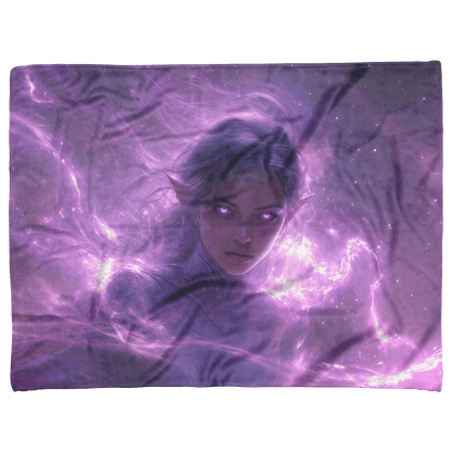 Blood Elf Priest Fleece Sherpa Blanket Silver Lavender Robes Cosmic Mist Radiant Accents Bold Serene WoW Design - Awakening Righteousness