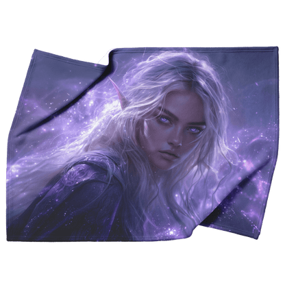 Blood Elf Priest Fleece Sherpa Blanket Silver Lavender Robes Cosmic Mist Radiant Accents Bold Serene WoW Design - Awakening Righteousness