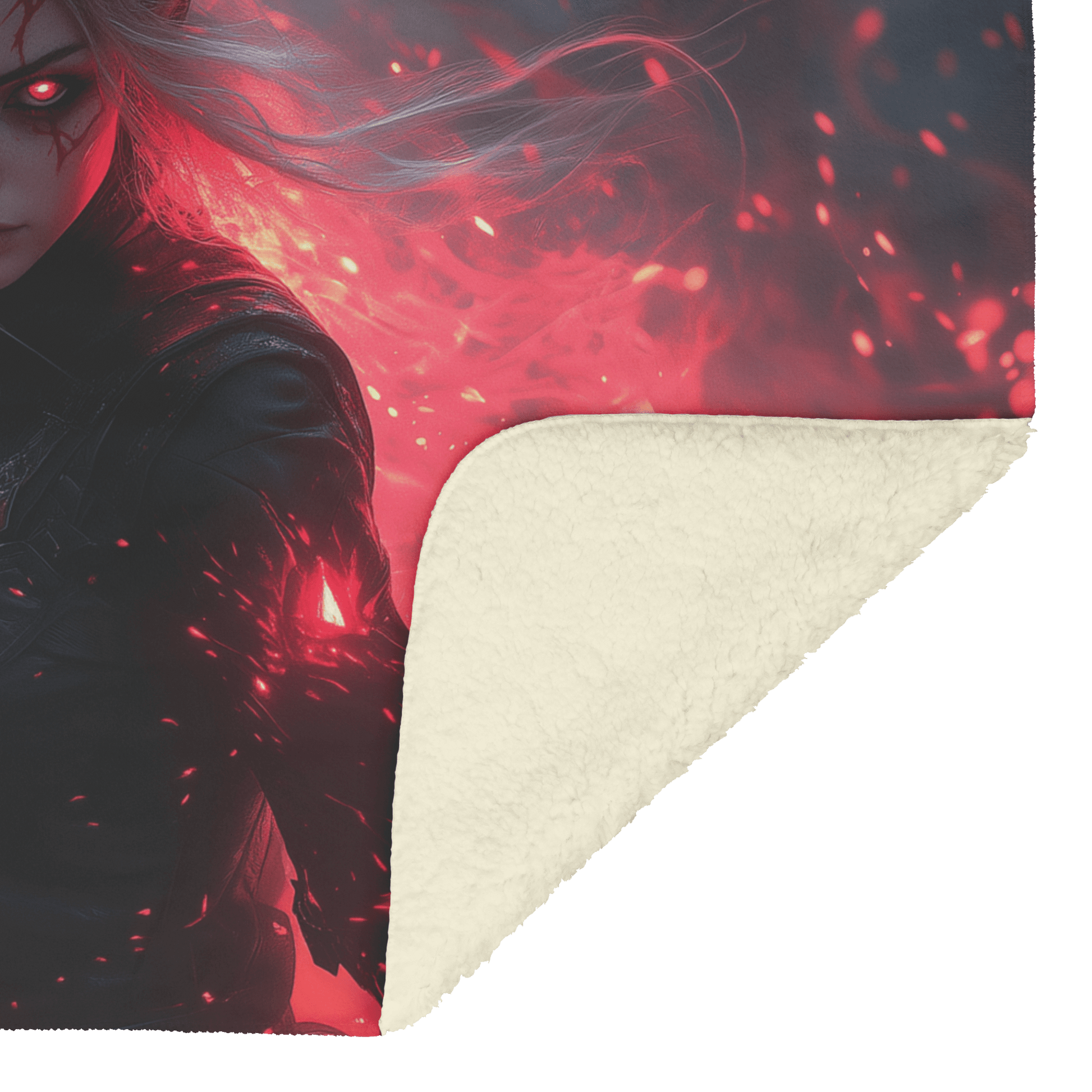 Blood Elf Rogue Fleece Sherpa Blanket Black Leather Red Daggers Mist Light Trails Bold Stealthy WoW Design - Awakening Righteousness