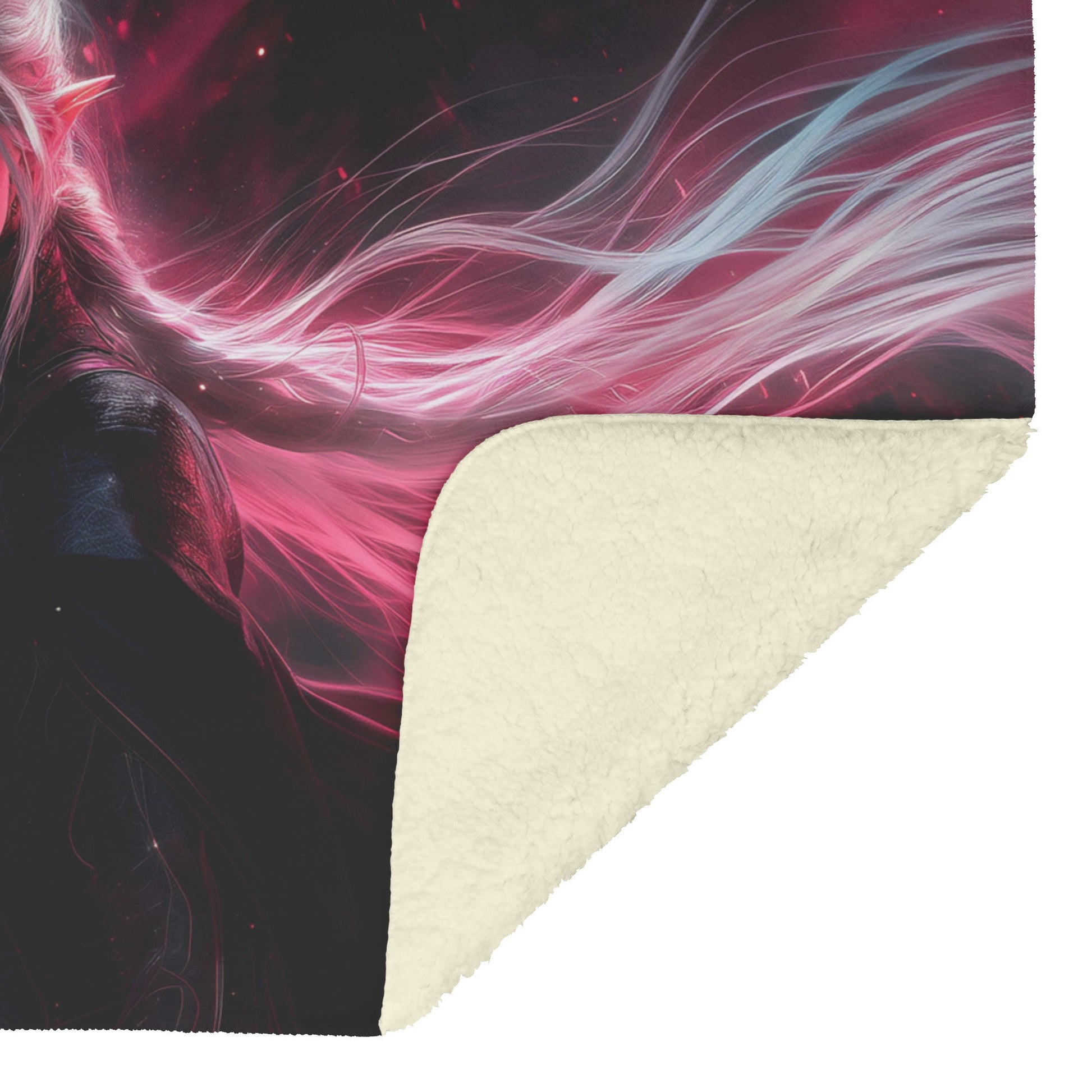 Blood Elf Rogue Fleece Sherpa Blanket Crimson Armor Cosmic Accents Shimmering Textures Elegant Deadly WoW Design - Awakening Righteousness