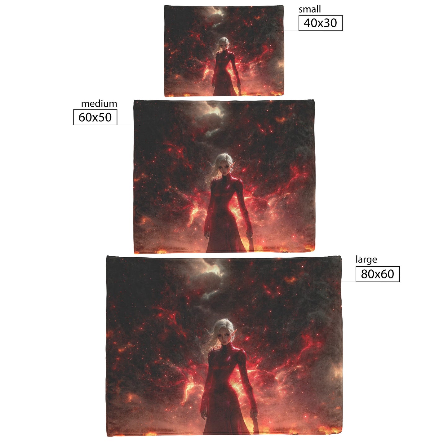 Blood Elf Rogue Fleece Sherpa Blanket Crimson Blades Shimmering Stars Radiant Reflections Bold Powerful WoW Design - Awakening Righteousness