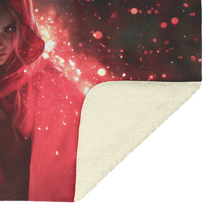 Blood Elf Rogue Fleece Sherpa Blanket Crimson Blades Shimmering Stars Radiant Reflections Bold Powerful WoW Design - Awakening Righteousness