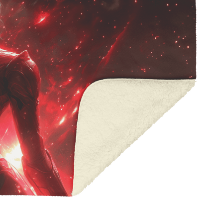 Blood Elf Rogue Fleece Sherpa Blanket Crimson Blades Shimmering Stars Radiant Reflections Bold Powerful WoW Design - Awakening Righteousness