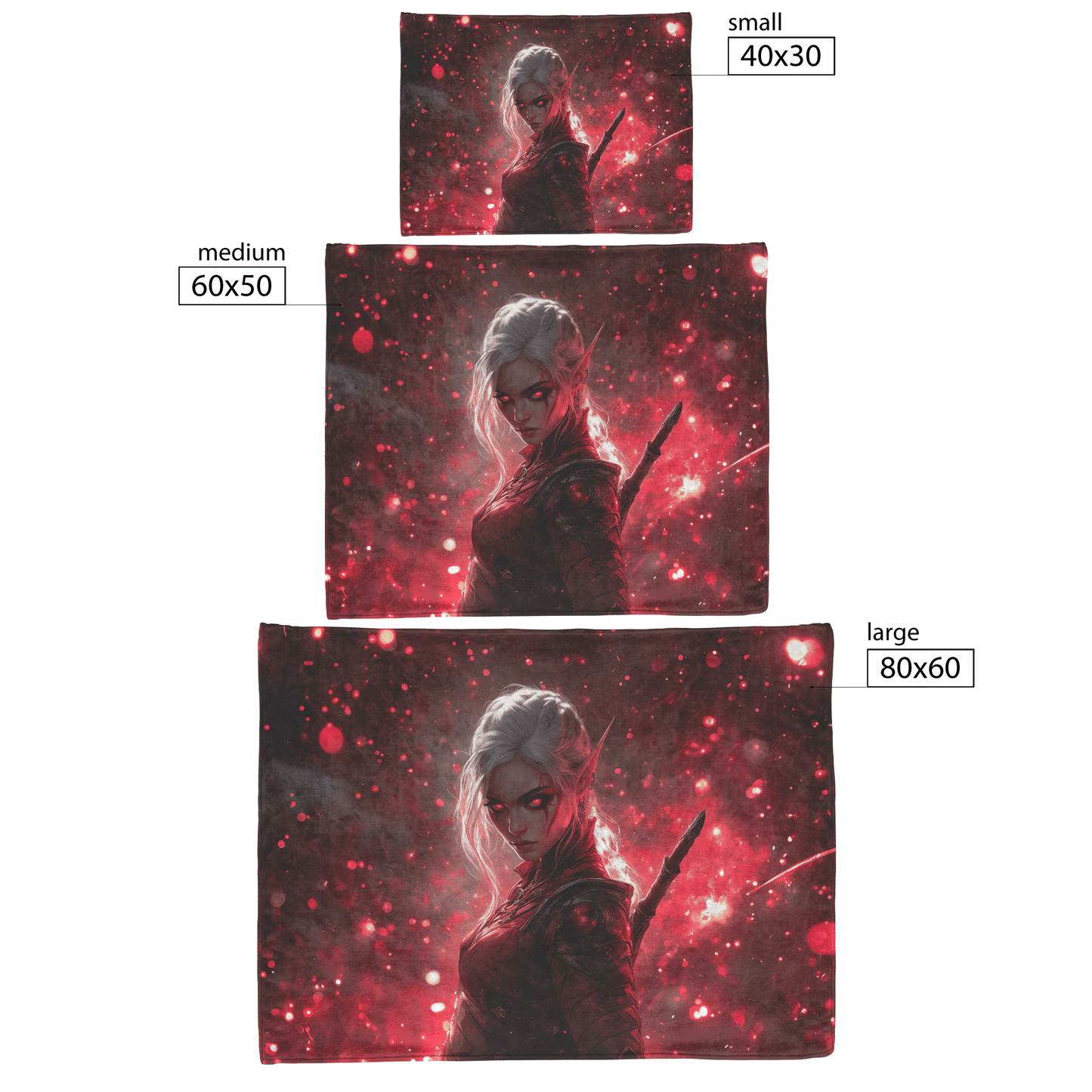 Blood Elf Rogue Fleece Sherpa Blanket Crimson Blades Shimmering Stars Radiant Reflections Bold Powerful WoW Design - Awakening Righteousness