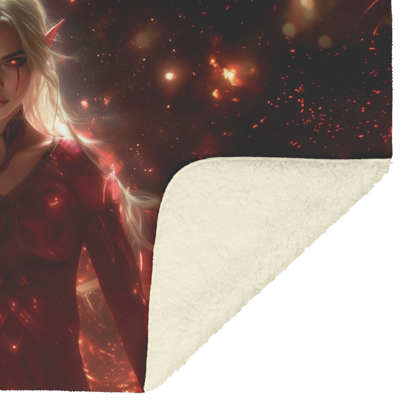 Blood Elf Rogue Fleece Sherpa Blanket Dark Crimson Armor Cosmic Accents Shimmering Textures Elegant WoW Design - Awakening Righteousness