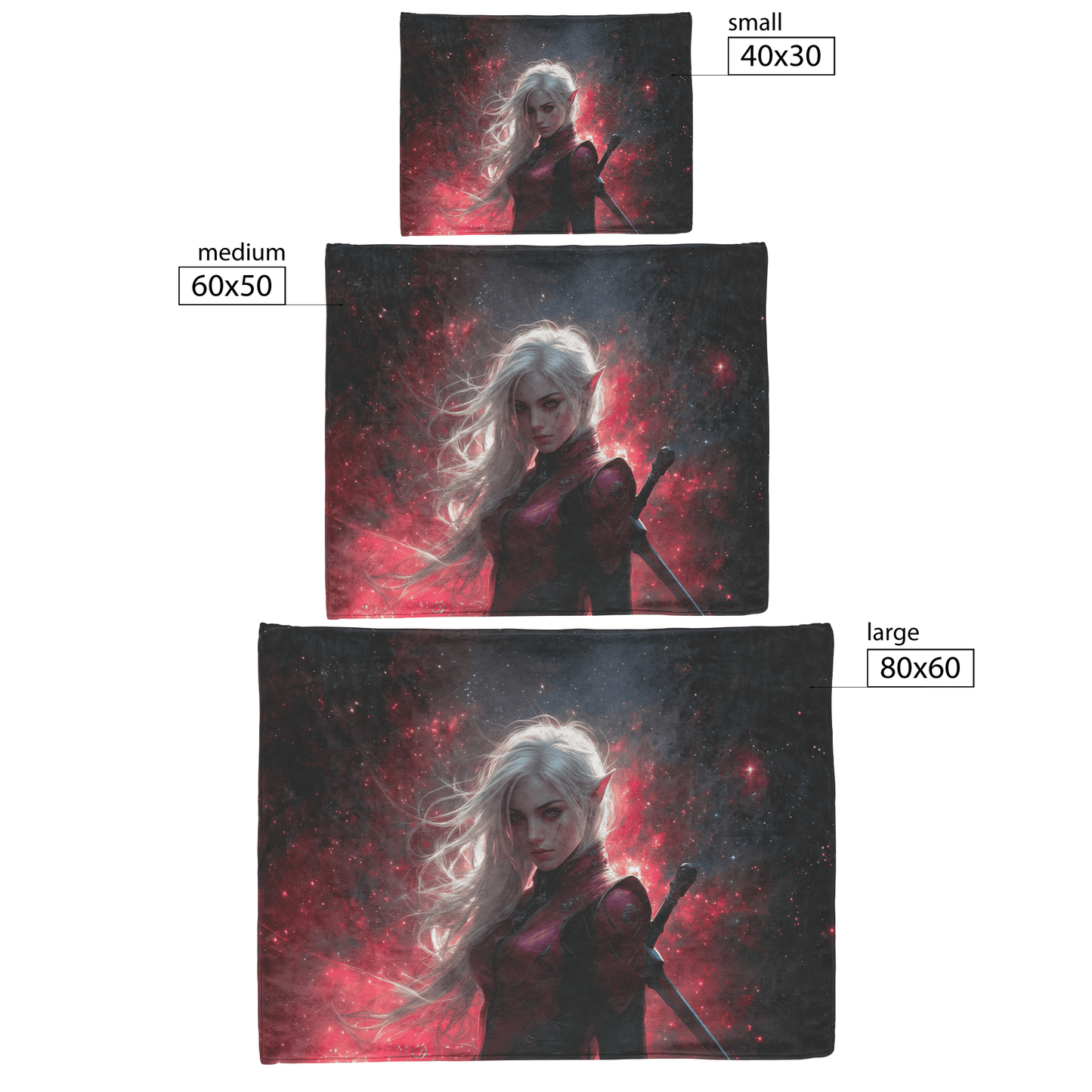 Blood Elf Rogue Fleece Sherpa Blanket Dual Daggers Shimmering Stars Cosmic Textures Bold Inspiring WoW Design - Awakening Righteousness
