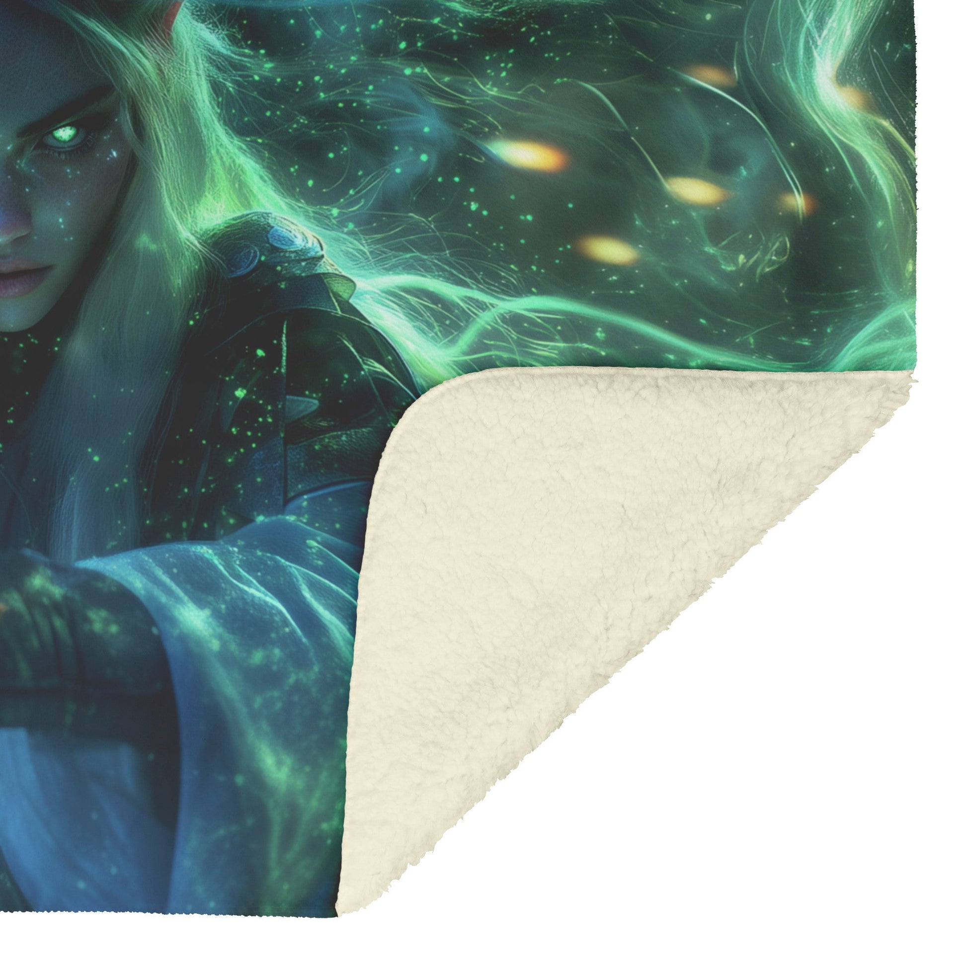 Blood Elf Rogue Fleece Sherpa Blanket Glowing Silver Daggers Mist Cosmic Reflections Stealthy Bold WoW Design - Awakening Righteousness