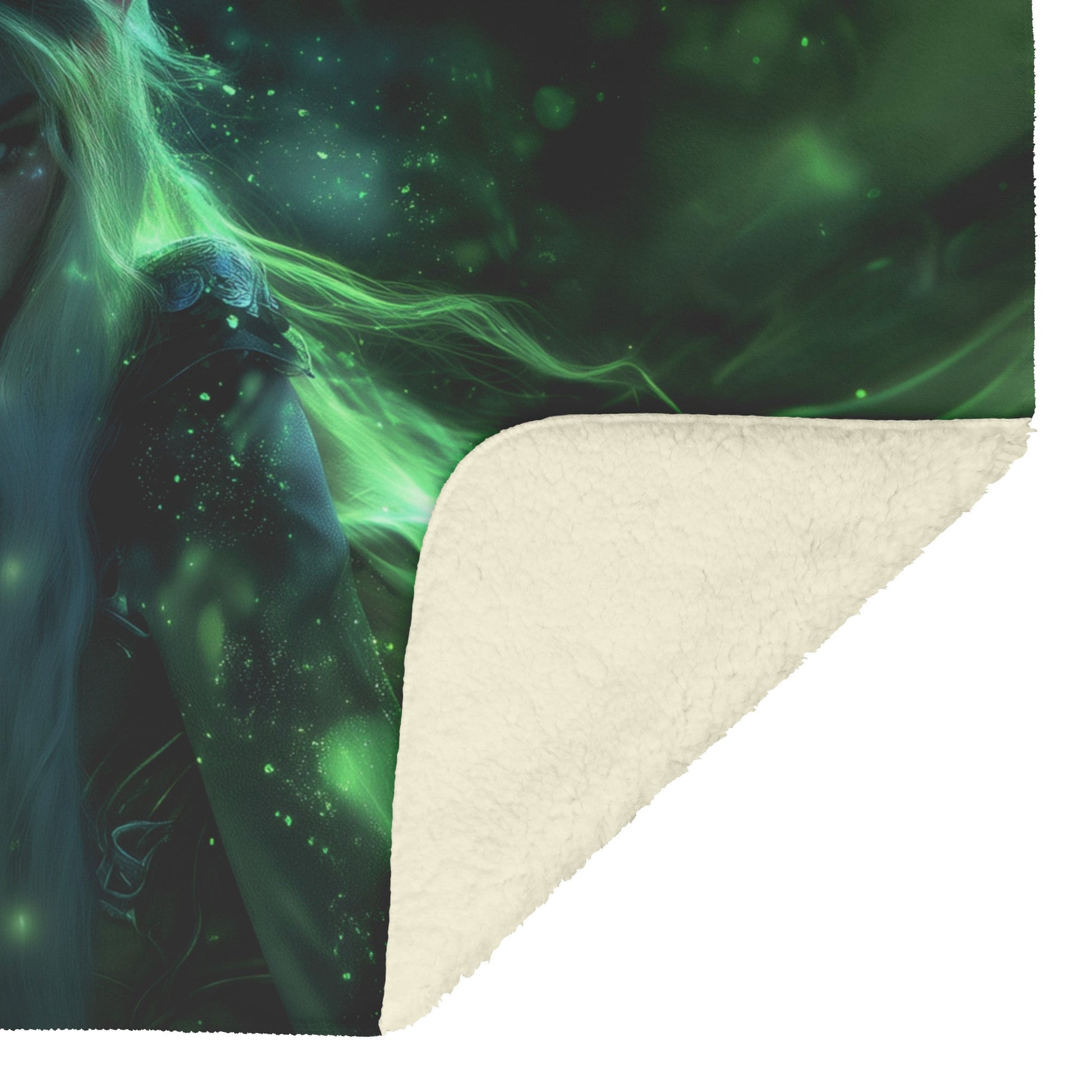 Blood Elf Rogue Fleece Sherpa Blanket Glowing Silver Daggers Mist Cosmic Reflections Stealthy Bold WoW Design - Awakening Righteousness