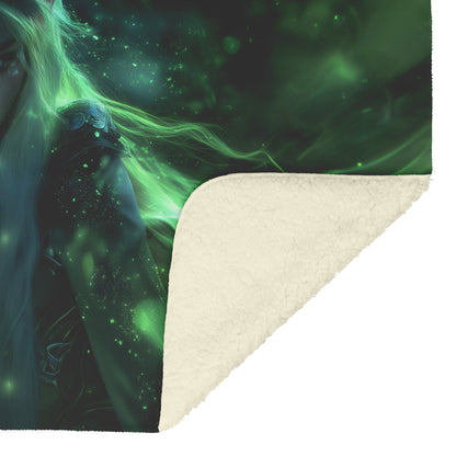 Blood Elf Rogue Fleece Sherpa Blanket Glowing Silver Daggers Mist Cosmic Reflections Stealthy Bold WoW Design - Awakening Righteousness