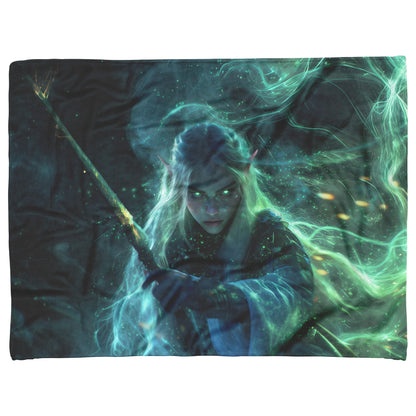 Blood Elf Rogue Fleece Sherpa Blanket Glowing Silver Daggers Mist Cosmic Reflections Stealthy Bold WoW Design - Awakening Righteousness