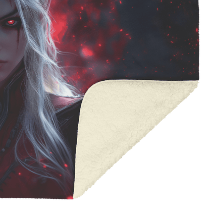 Blood Elf Rogue Fleece Sherpa Blanket Glowing Silver Daggers Shimmering Mist Cosmic Reflections Stealthy Bold WoW Design - Awakening Righteousness