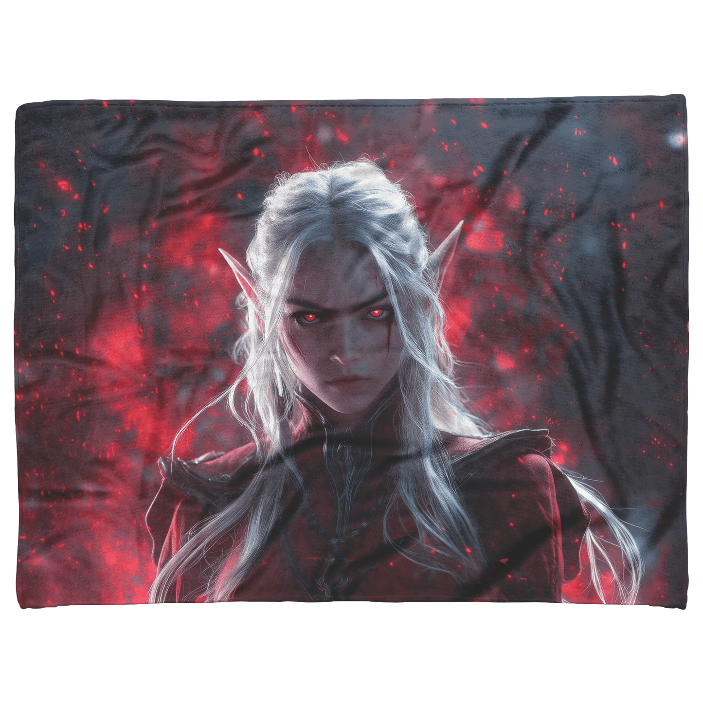 Blood Elf Rogue Fleece Sherpa Blanket Glowing Silver Daggers Shimmering Mist Cosmic Reflections Stealthy Bold WoW Design - Awakening Righteousness