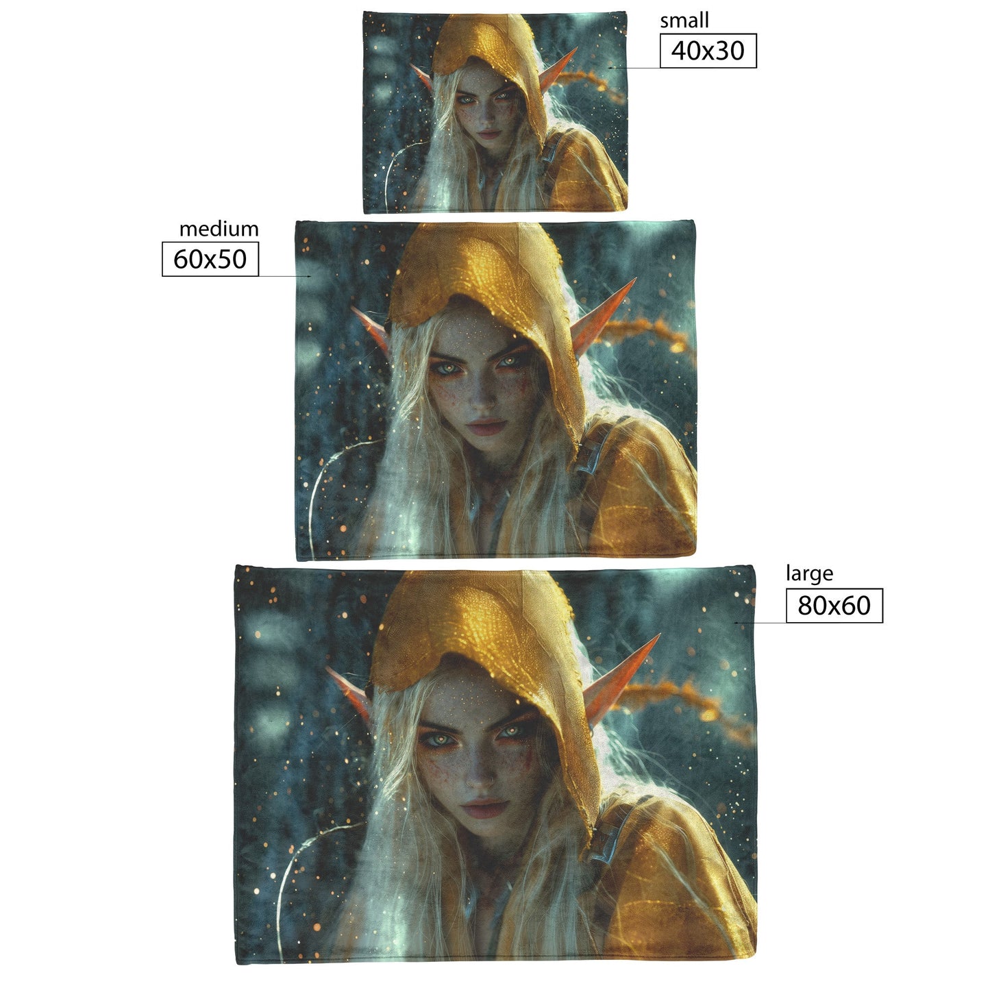 Blood Elf Rogue Fleece Sherpa Blanket Golden Highlights Silver Reflections Stealthy Powerful WoW Design - Awakening Righteousness