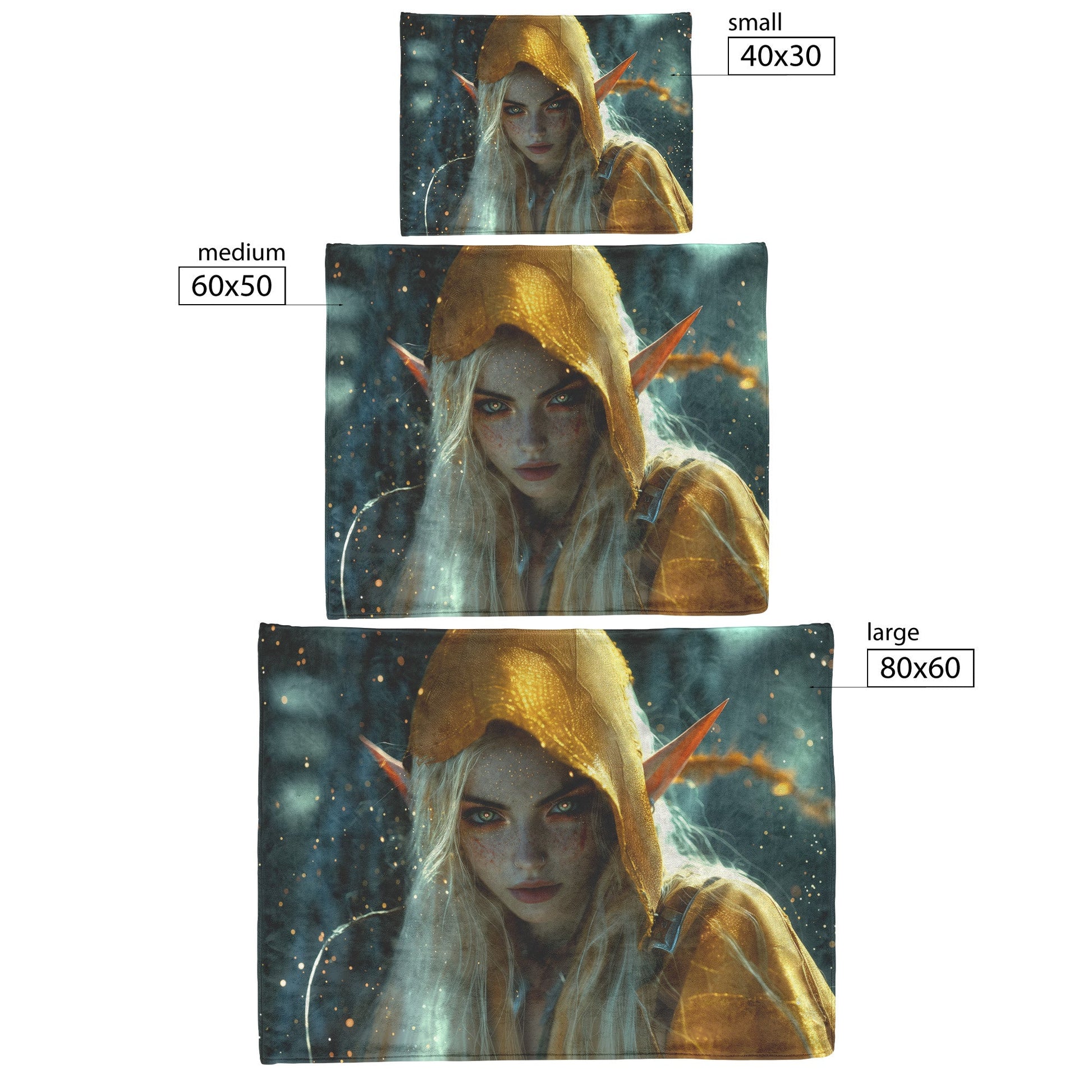 Blood Elf Rogue Fleece Sherpa Blanket Golden Highlights Silver Reflections Stealthy Powerful WoW Design - Awakening Righteousness