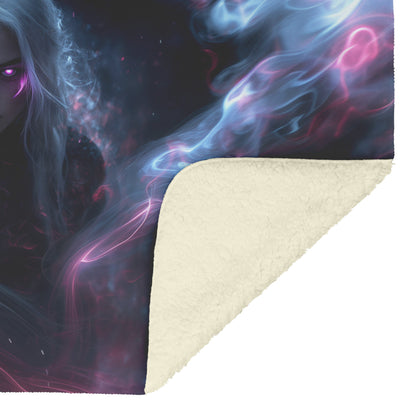 Blood Elf Rogue Fleece Sherpa Blanket Shadow Energy Silver Mist Radiant Textures Bold Stealthy WoW Design - Awakening Righteousness
