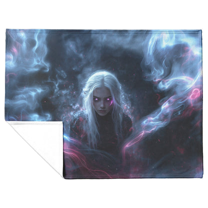 Blood Elf Rogue Fleece Sherpa Blanket Shadow Energy Silver Mist Radiant Textures Bold Stealthy WoW Design - Awakening Righteousness