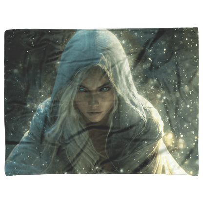 Blood Elf Rogue Fleece Sherpa Blanket Shadows Silver Highlights Cosmic Textures Elegant Mysterious WoW Design - Awakening Righteousness