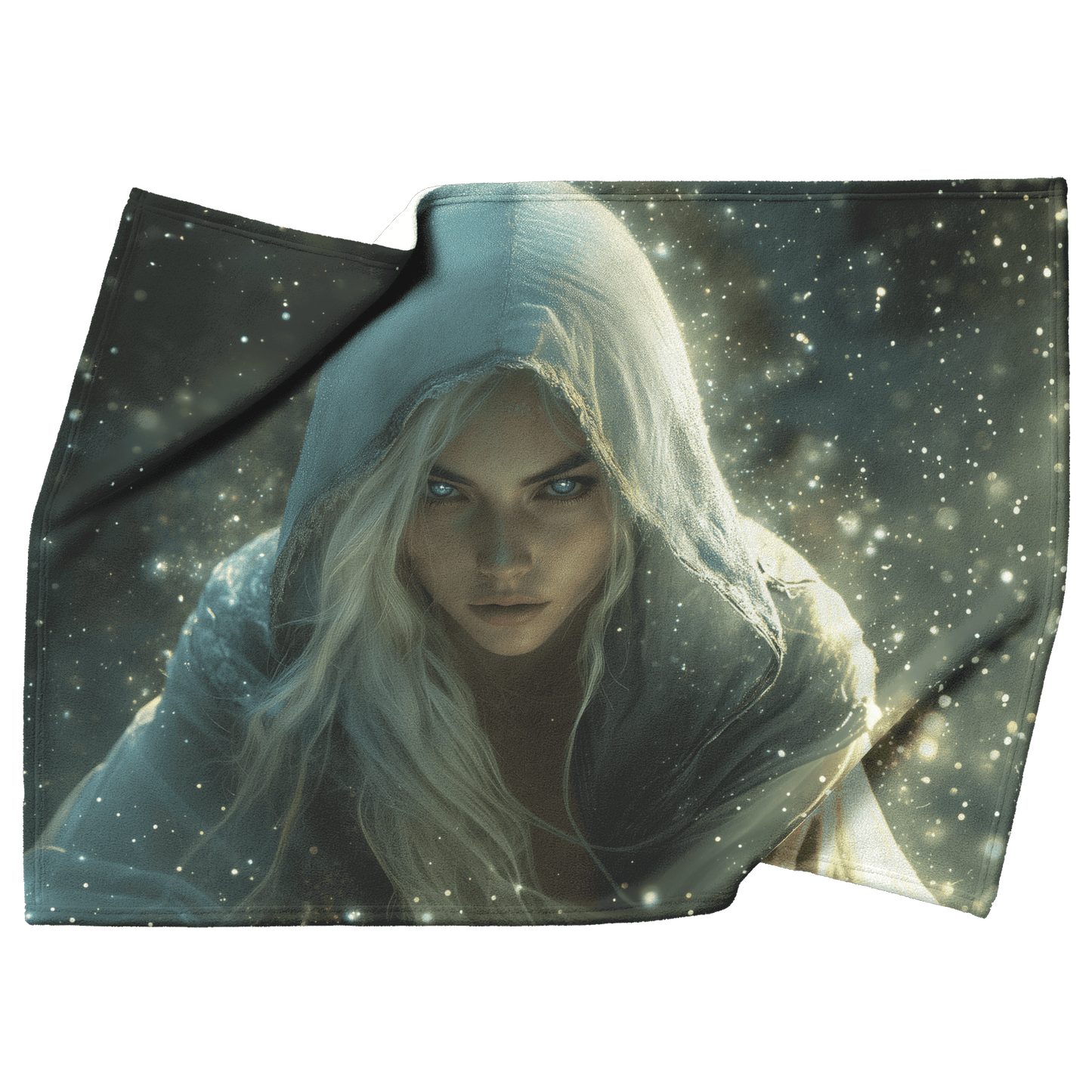 Blood Elf Rogue Fleece Sherpa Blanket Shadows Silver Highlights Cosmic Textures Elegant Mysterious WoW Design - Awakening Righteousness