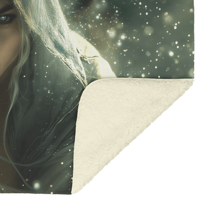 Blood Elf Rogue Fleece Sherpa Blanket Shadows Silver Highlights Cosmic Textures Elegant Mysterious WoW Design - Awakening Righteousness
