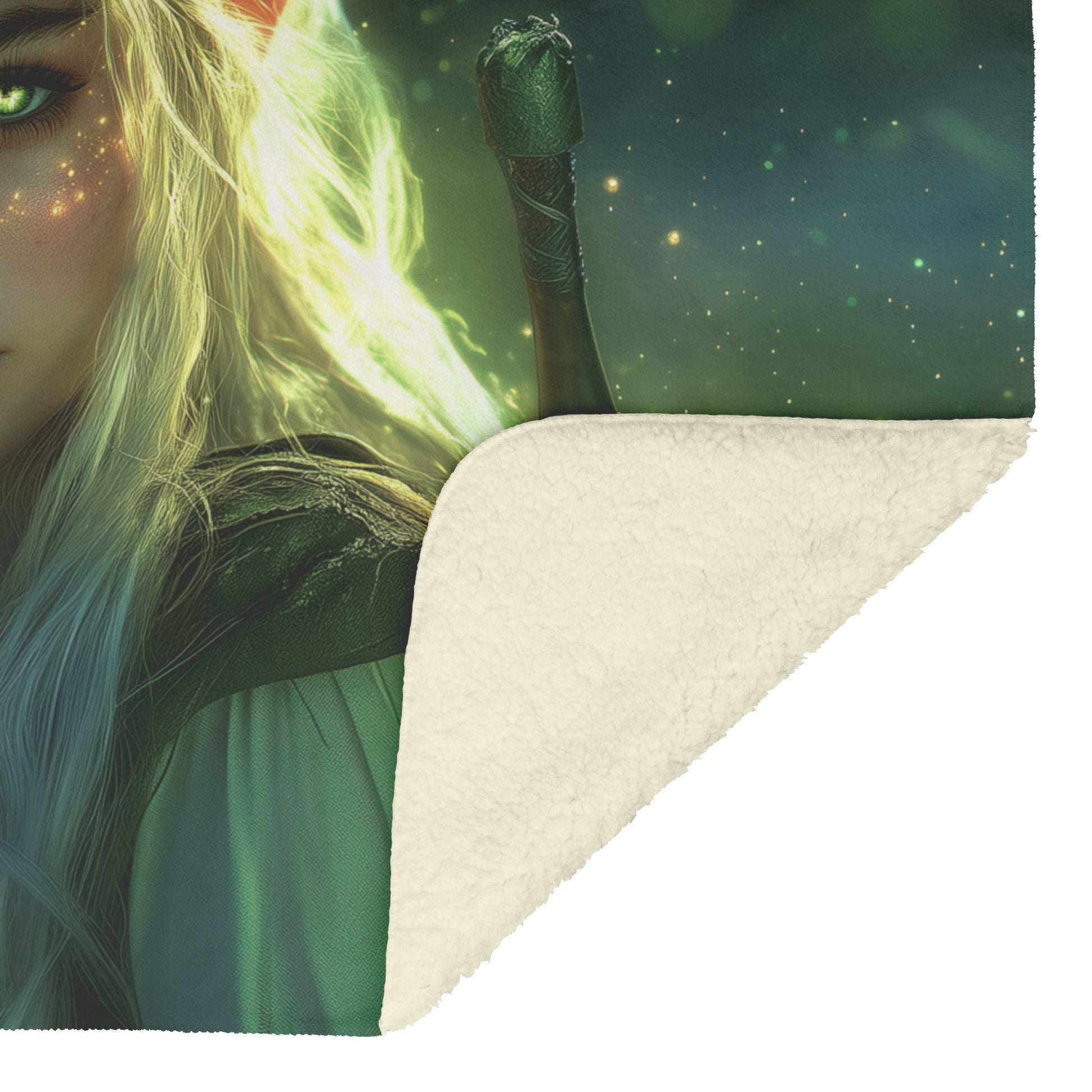 Blood Elf Rogue Fleece Sherpa Blanket Shadows Silver Highlights Cosmic Textures Elegant Mysterious WoW Design - Awakening Righteousness