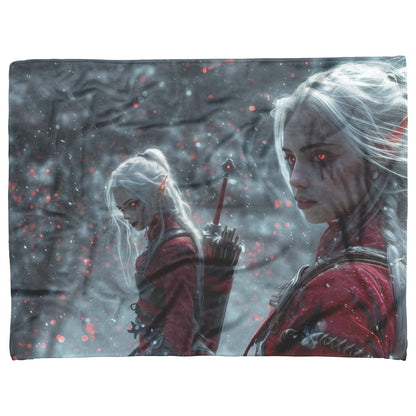Blood Elf Rogue Fleece Sherpa Blanket Silver Daggers Shimmering Mist Cosmic Reflections Stealthy Bold WoW Design - Awakening Righteousness