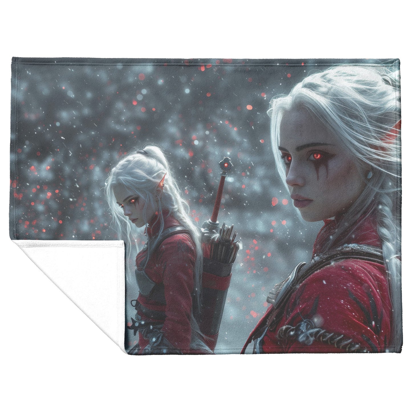 Blood Elf Rogue Fleece Sherpa Blanket Silver Daggers Shimmering Mist Cosmic Reflections Stealthy Bold WoW Design - Awakening Righteousness
