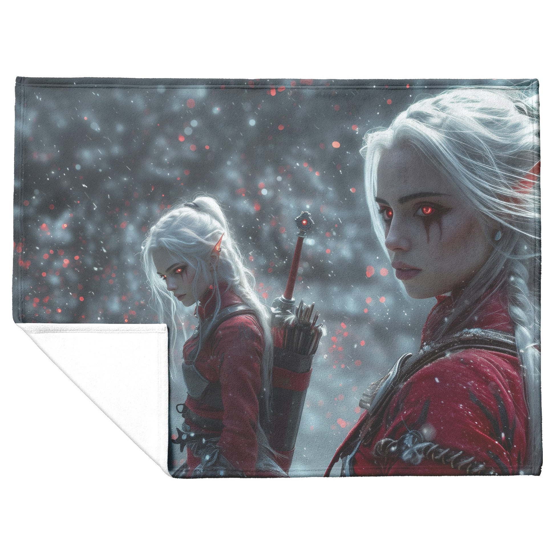 Blood Elf Rogue Fleece Sherpa Blanket Silver Daggers Shimmering Mist Cosmic Reflections Stealthy Bold WoW Design - Awakening Righteousness