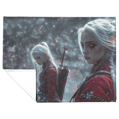 Blood Elf Rogue Fleece Sherpa Blanket Silver Daggers Shimmering Mist Cosmic Reflections Stealthy Bold WoW Design - Awakening Righteousness