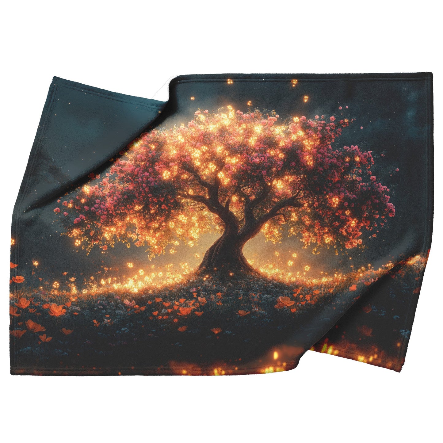 Blossoming Tree of Life Fleece Sherpa Blanket Radiant Floral Design Cozy Inspirational Home Decor Gift - Awakening Righteousness