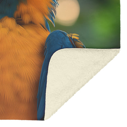 Blue and Yellow Macaw Parrot Sherpa Fleece Blanket Tropical Wildlife - Awakening Righteousness