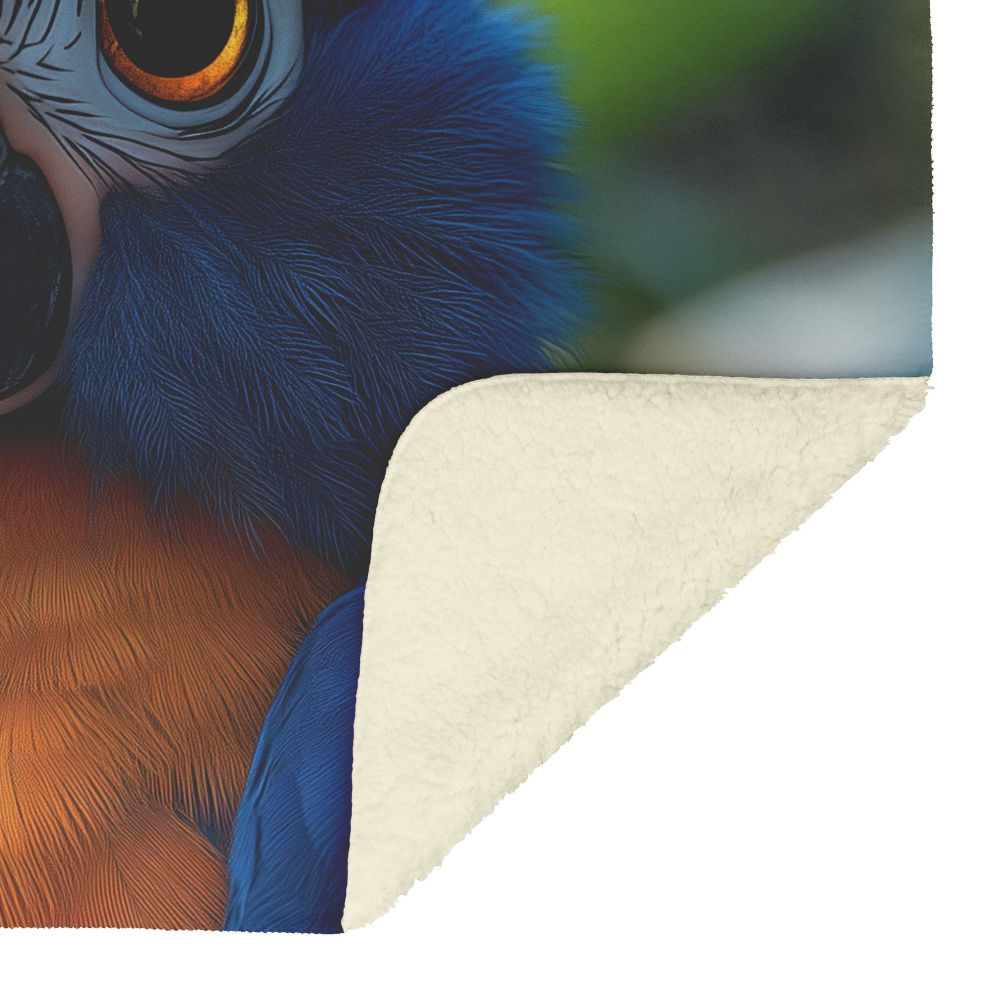 Blue Macaw in Jungle Fleece Sherpa Blanket Soft Cozy Blanket - Awakening Righteousness