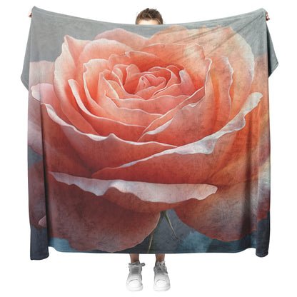 Blush Pink Rose Cozy Fleece Sherpa Blanket Showcasing Elegant Petals and Soft Radiance for Timeless Floral Beauty - Awakening Righteousness
