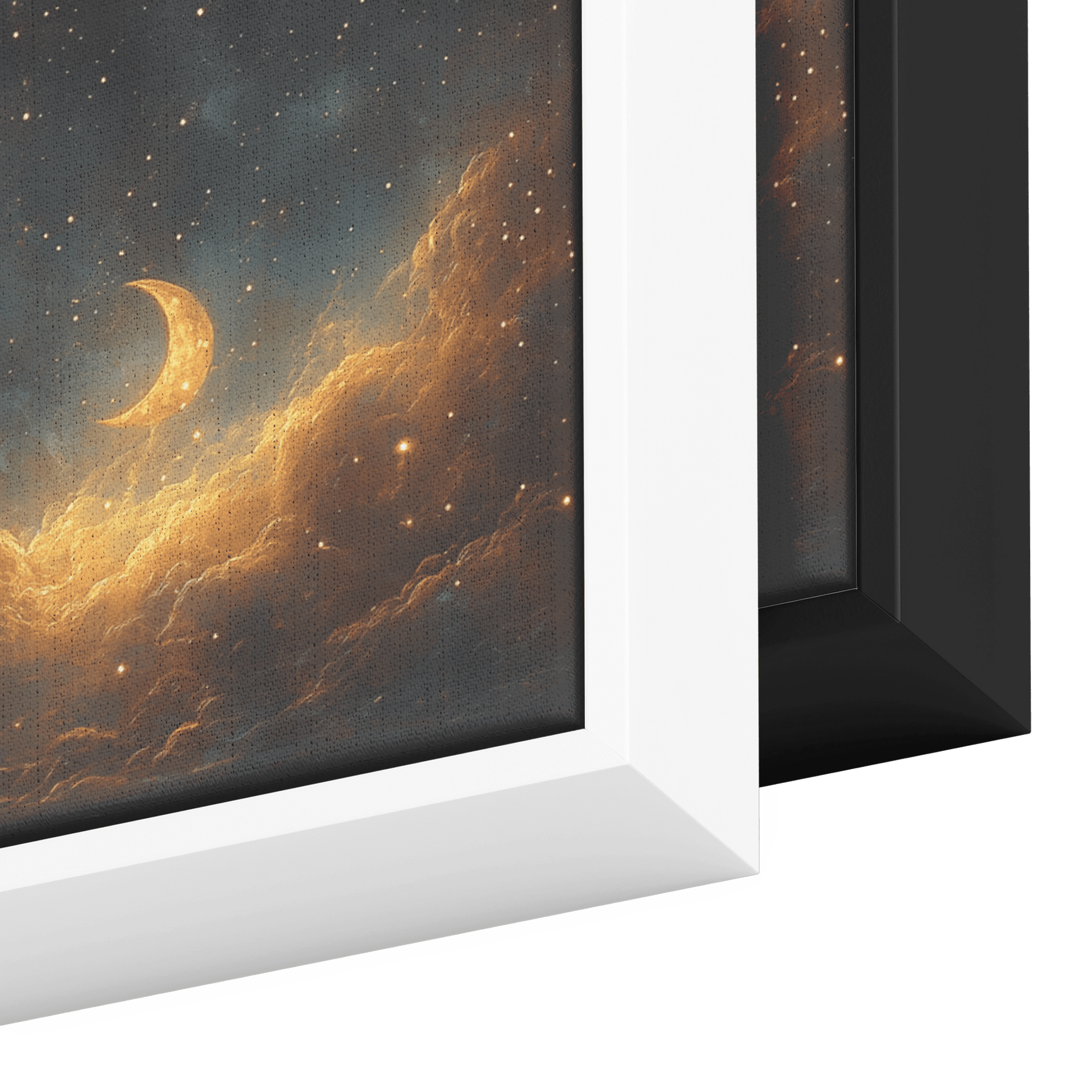 Boho Celestial Crescent Moons Starry Swirls Pastel Earth Tones Ultra High Definition Modern Panoramic Framed Canvas Wall Art - Awakening Righteousness