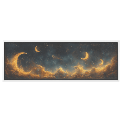 Boho Celestial Crescent Moons Starry Swirls Pastel Earth Tones Ultra High Definition Modern Panoramic Framed Canvas Wall Art - Awakening Righteousness