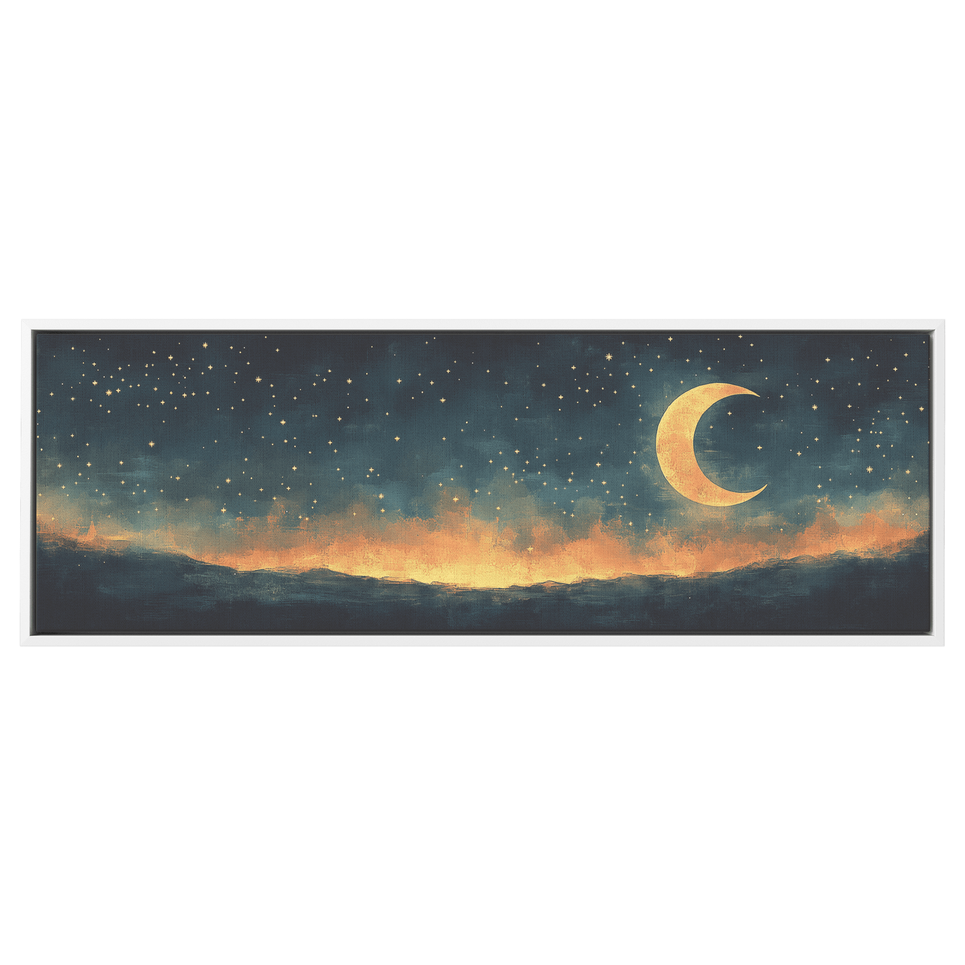 Boho Inspired Pattern Crescent Moons Tiny Stars Muted Beige Terracotta Tones Ultra High Definition Modern Aesthetic Panoramic Framed Canvas Wall Art - Awakening Righteousness