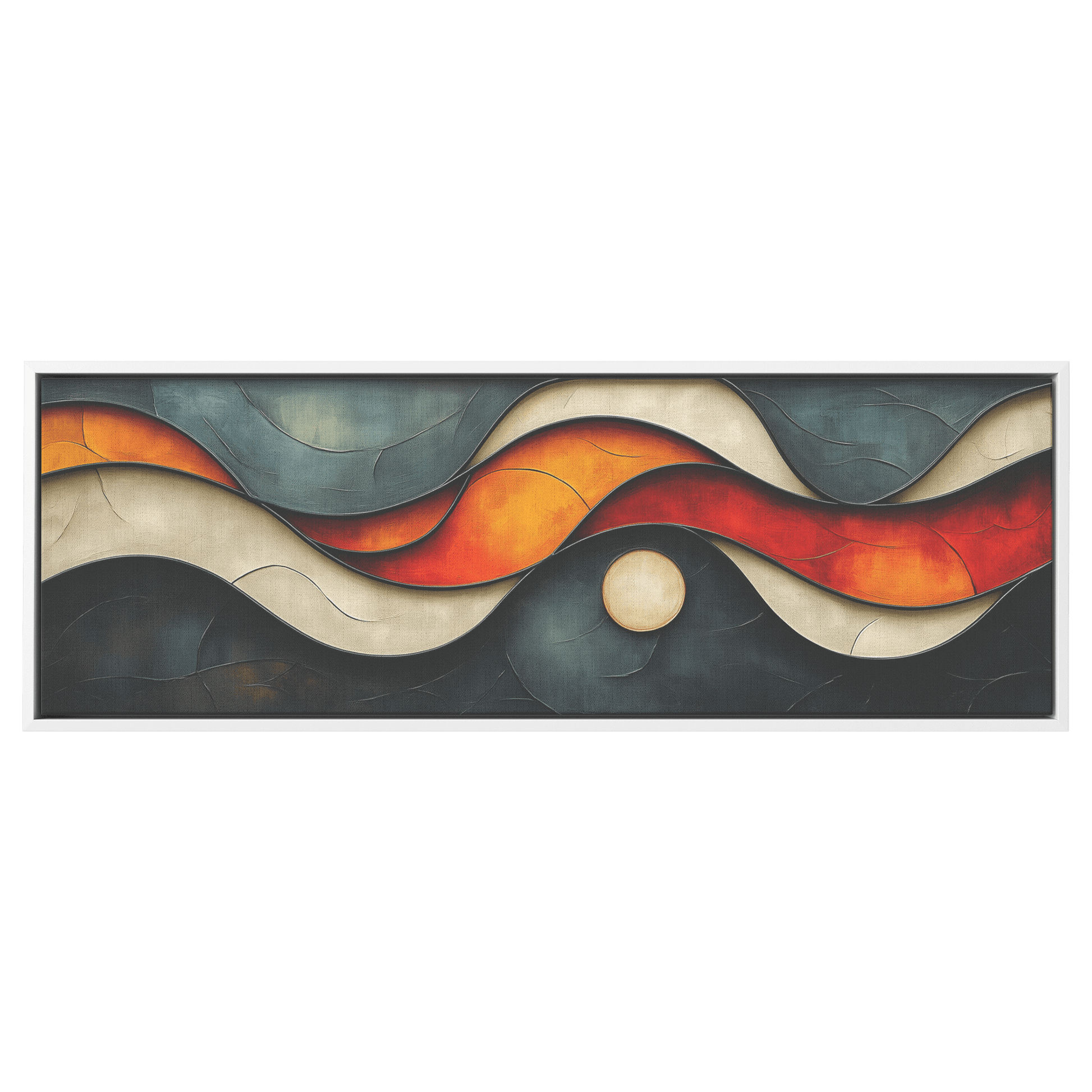 Bold Abstract Artwork Asymmetrical Shapes Muted Rust Ivory Olive Tones Ultra High Definition Mid Century Modern Boho Panoramic Framed Canvas Wall Art - Awakening Righteousness