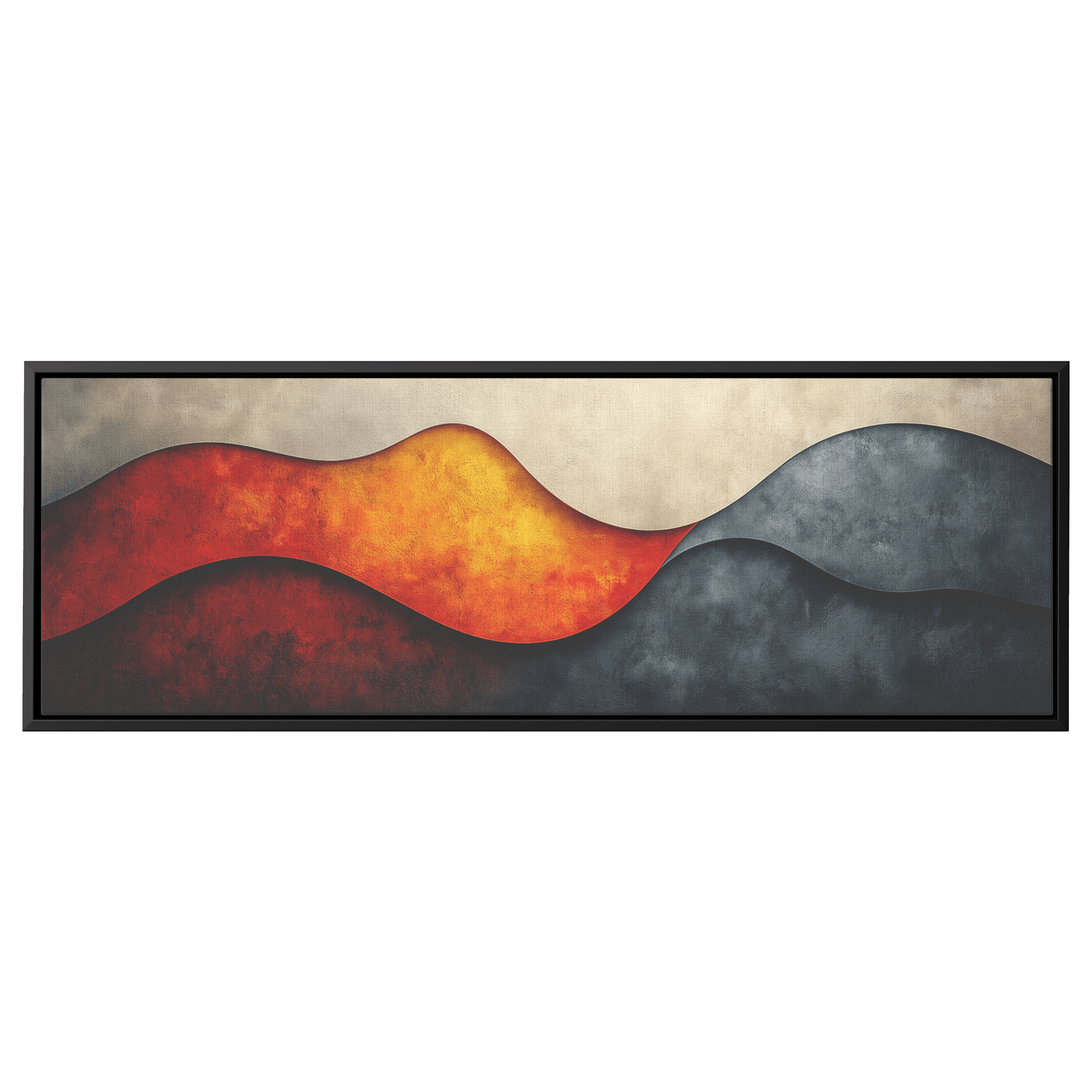 Bold Abstract Wall Art Layered Organic Shapes Sienna Rust Cream Shades Ultra High Definition Soft Texture Retro Vibe Panoramic Framed Canvas Wall Art - Awakening Righteousness