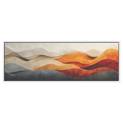 Bold Abstract Wall Art Layered Organic Shapes Sienna Rust Cream Shades Ultra High Definition Soft Texture Retro Vibe Panoramic Framed Canvas Wall Art - Awakening Righteousness