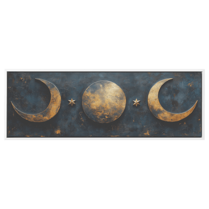 Bold Boho Inspired Composition Overlapping Crescent Moons Geometric Star Patterns Neutral Tones Ultra High Definition Refined Minimalism Panoramic Framed Canvas Wall Art - Awakening Righteousness