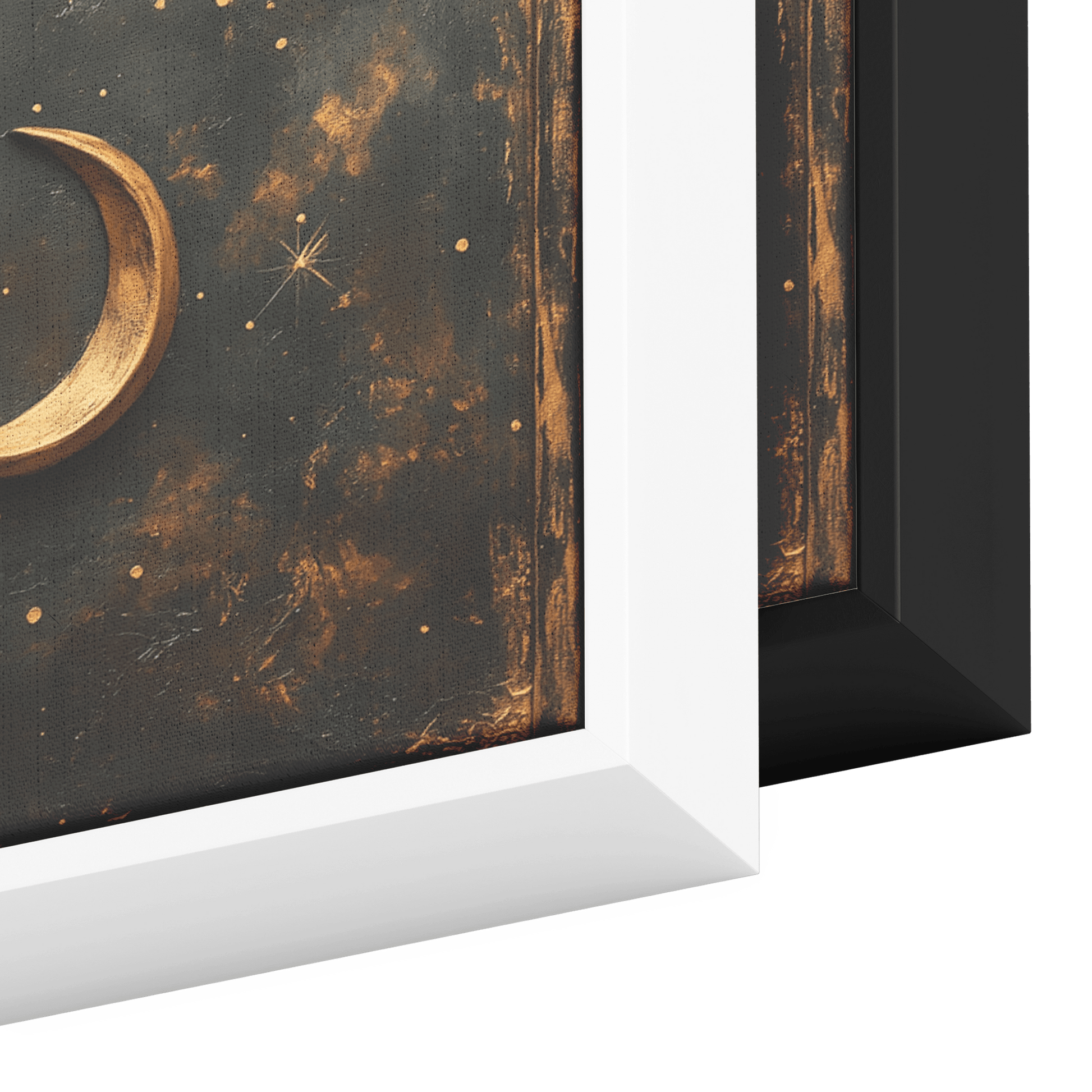 Bold Celestial Boho Pattern Crescent Moons Radiating Starbursts Earthy Mustard Beige Tones Ultra High Definition Refined Details Panoramic Framed Canvas Wall Art - Awakening Righteousness
