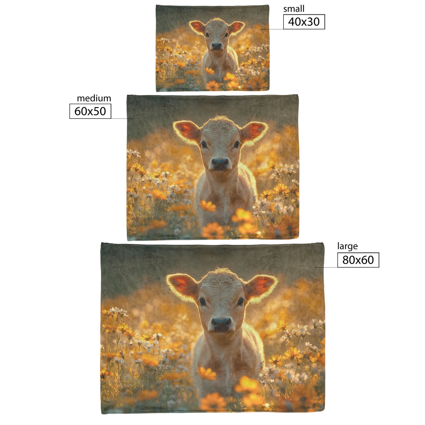 Calf in Blooming Wildflower Field Sherpa Fleece Blanket Glowing Morning Mist Serene Vibrant Natural Scene - Awakening Righteousness