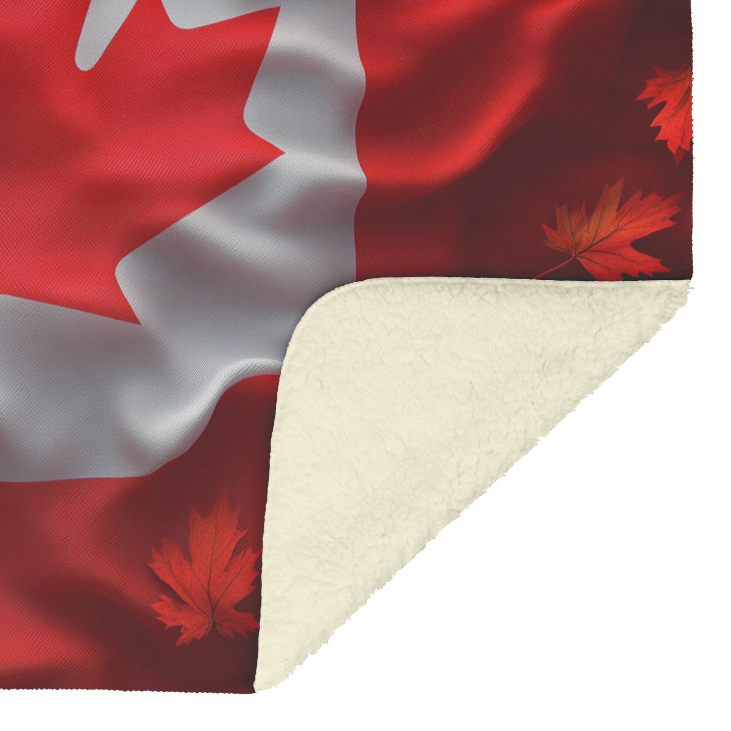 Canadian Flag Waving with Red Gradient Background Cozy Fleece Sherpa Blanket - Awakening Righteousness