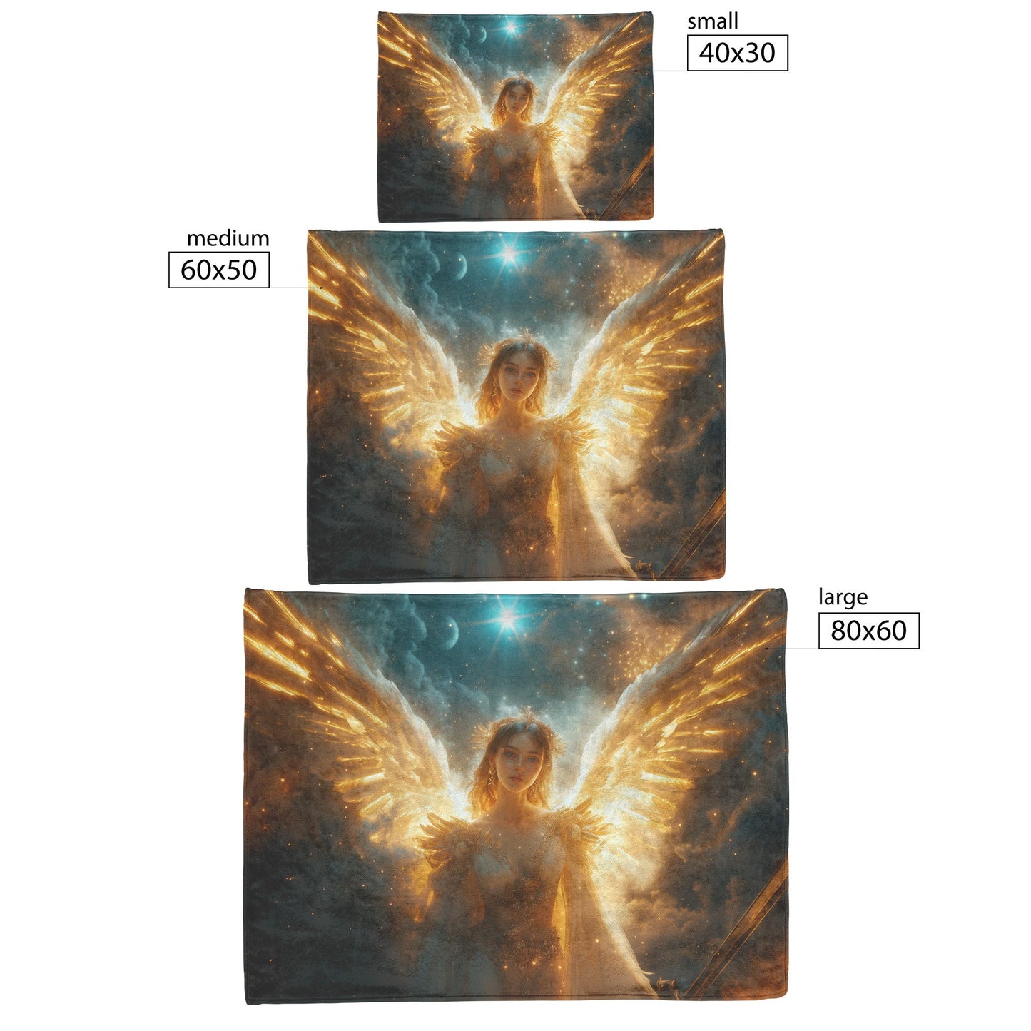Celestial Angel Fleece Sherpa Blanket Radiant Sword of Light and Divine Grace - Awakening Righteousness