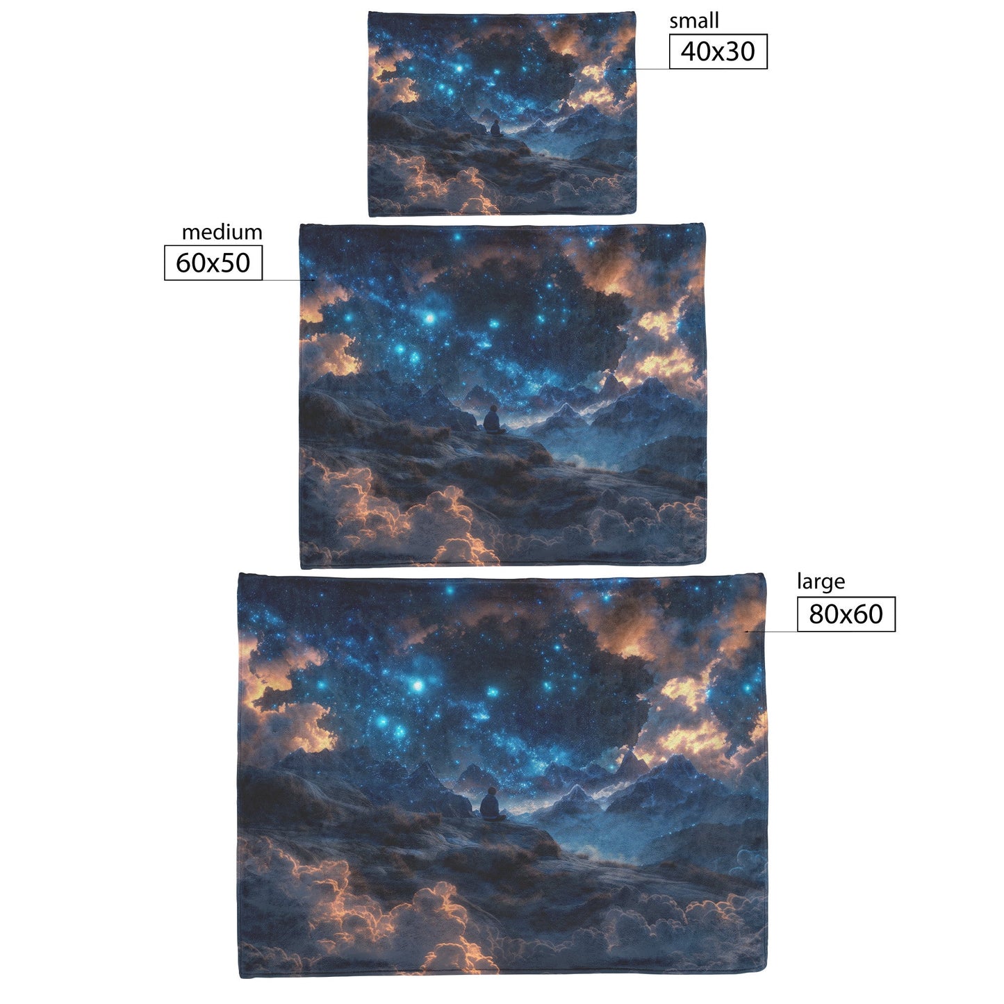 Celestial Mountain Sky Fleece Sherpa Blanket Soft Dreamy Nature Inspired Starry Design - Awakening Righteousness