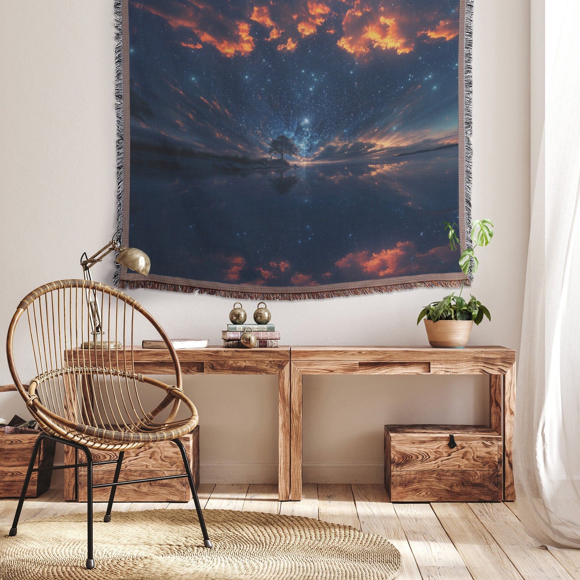 Celestial Reflection Woven Throw Blanket - Awakening Righteousness